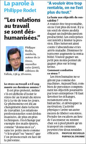 Métro parle du stress