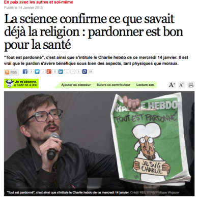 Atlantico : Pardonner est bon pour la santé - Charlie Hebdo
