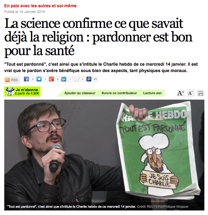 Atlantico : “La science confirme ce que savait déjà la religion : pardonner est bon pour la santé” par Philippe Rodet
