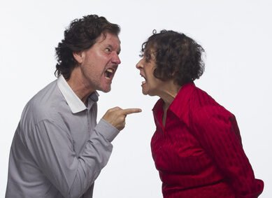 Woman and man quarreling, horizontal