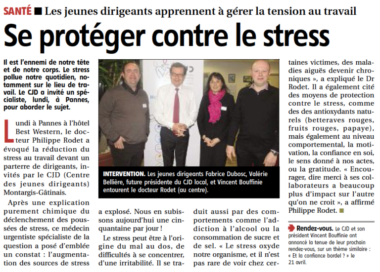 Les jeunes dirigeants apprennent à gérer la tension au travail dans La République du Centre