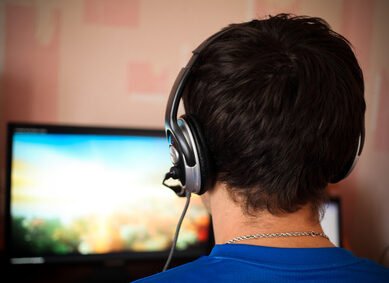 Man playing a computer games