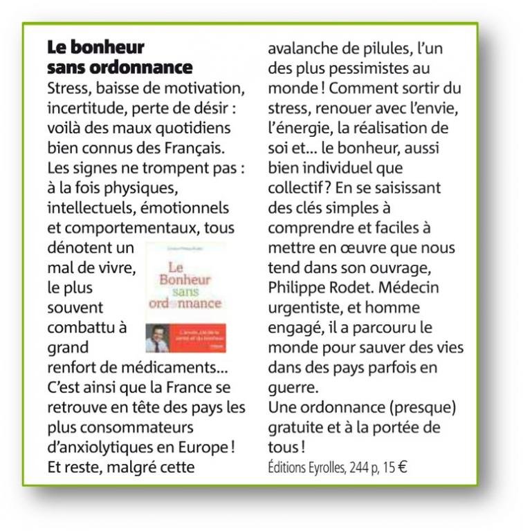“Le bonheur sans ordonnance” dans Nice Matin et Var Matin