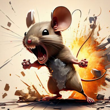 Angry Mouse Wearing Hat Artwork, The Miniature Mouse showing Anger, Concept Art, Generative AI